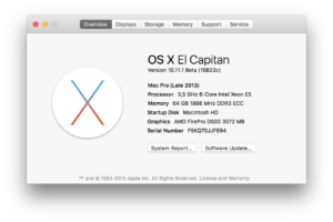 OSX'in son sürümü olan El Capitan